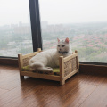 Washable Wood Rattan Cat Bed With Four Legs